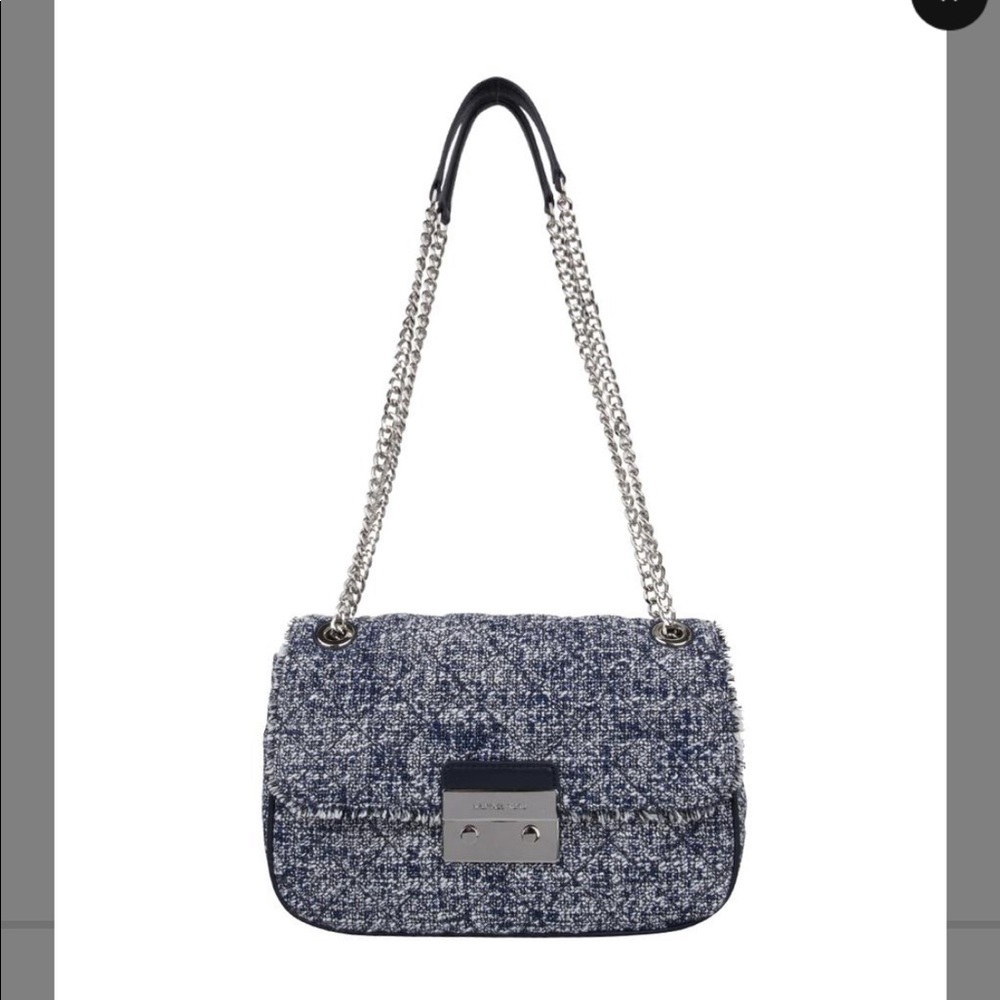 Michael Kors Blue Tweed Shoulder Bag